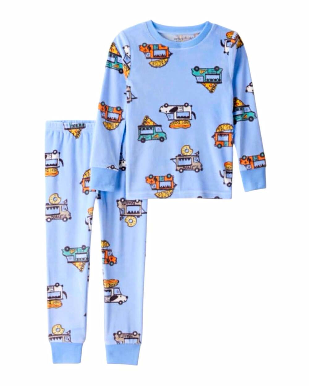 Carter's Boys 4T 2pc Fleece Pajama Set Blue Food Truck Graphic Snug Fit